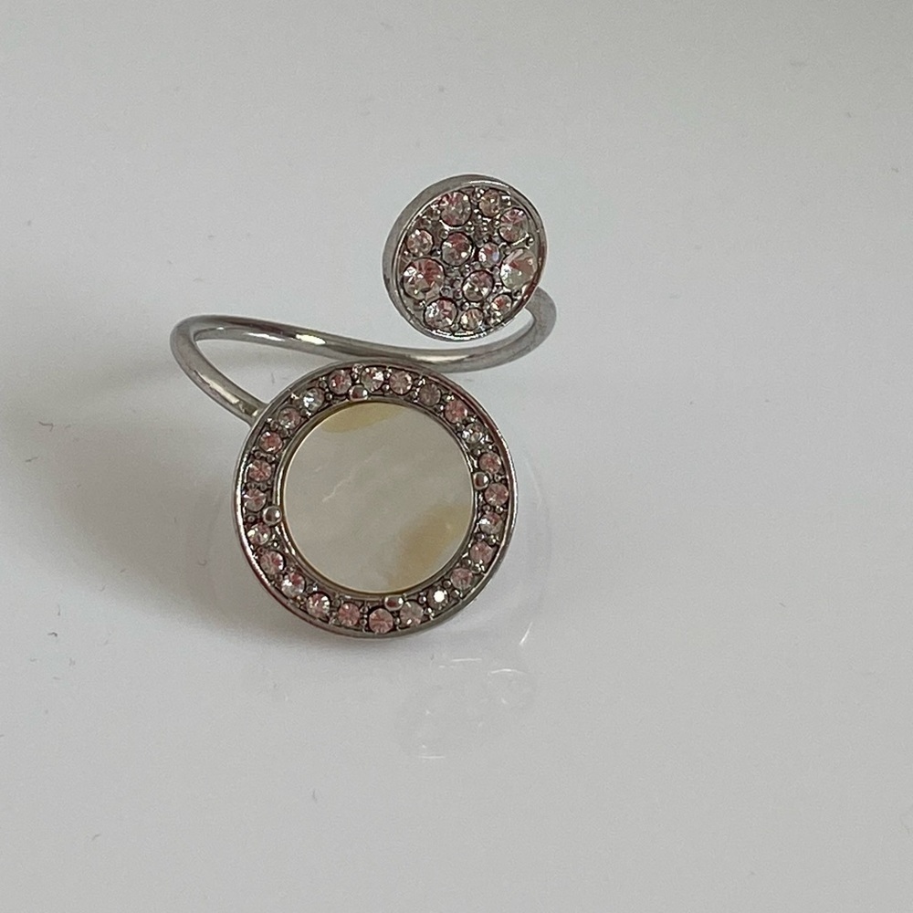 BaubleBar Silver Pavé Crystal Adjustable Ring